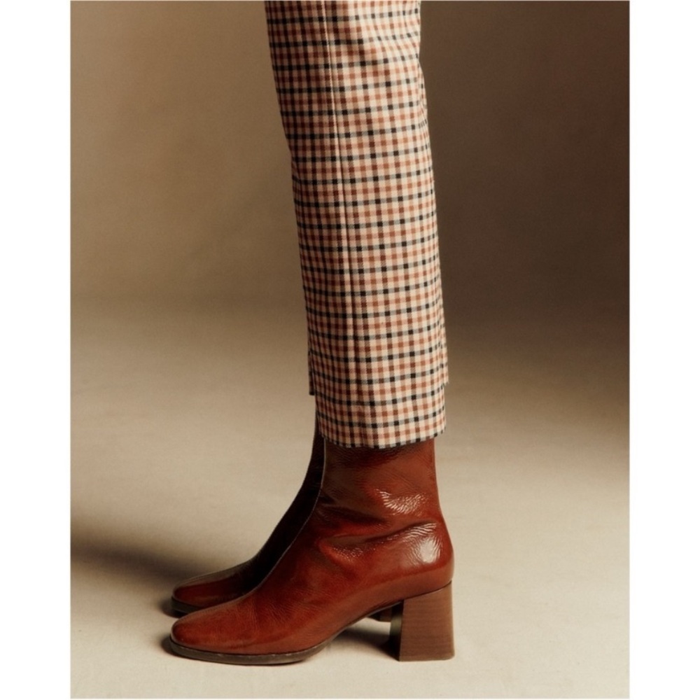 Sézane Axelle Ankle Boots Patent Camel Boots Size 39